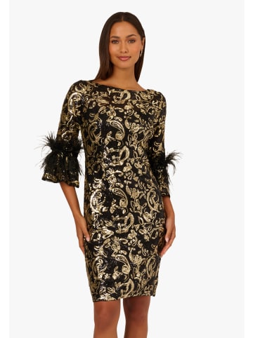 Adrianna Papell Cocktail Kleid Sequin Embroidered Midi Dress in black/gold