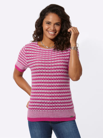 WITT WEIDEN Kurzarmpullover in fuchsia-weiß-gemustert