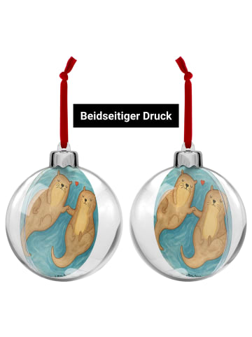 Mr. & Mrs. Panda Baumkugel Otter Hände halten Design ohne Spruch in Weiß