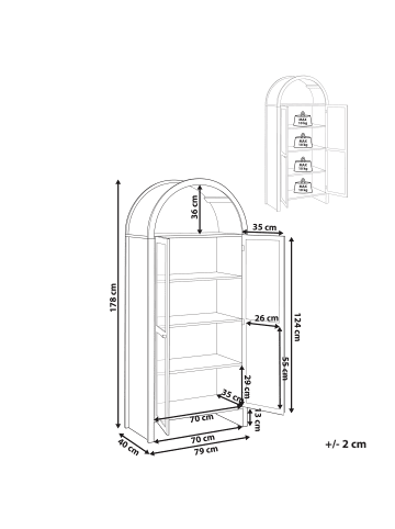 Beliani Vitrine GLENWOOD in Braun - (W) 79 x (H) 178 x (L) 40 cm