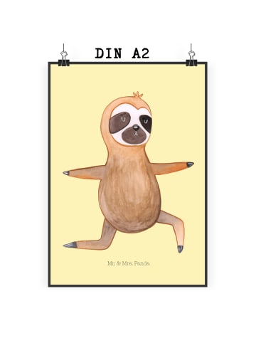 Mr. & Mrs. Panda Bild Faultier Yoga ohne Spruch in Gelb Pastell