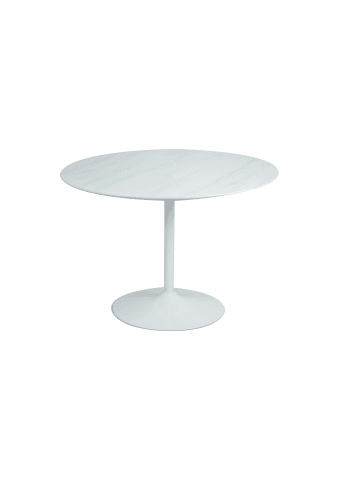 SalesFever Bistrotisch rund Ø 110 cm in Marmoroptik und Metallgestell in Weiß