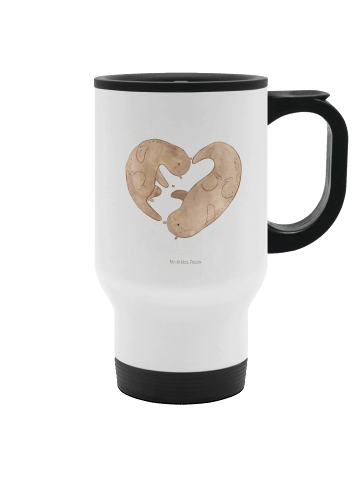 Mr. & Mrs. Panda Kaffeebecher To Go Otter Herz ohne Spruch in Weiß