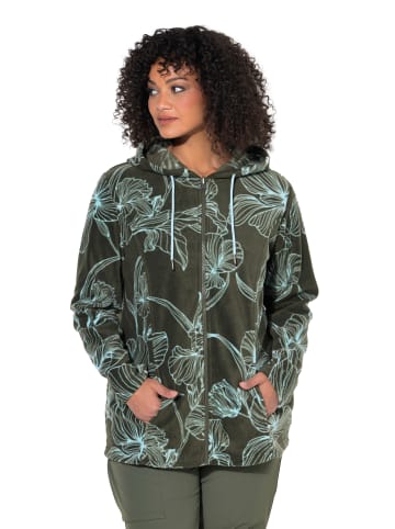 Ulla Popken Sweatjacke in olivgrau