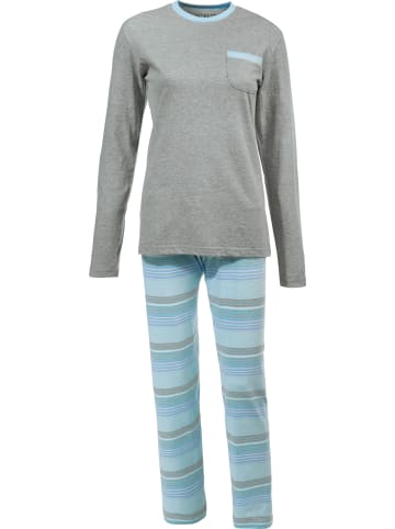 REDBEST Single-Jersey Schlafanzug in blau/grau