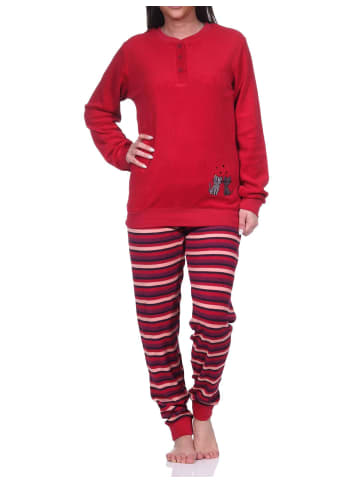 NORMANN Frottee Pyjama Schlafanzug langarm Katzen - 76540 in rot