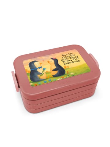 Mr. & Mrs. Panda Brotdose Pinguin Pärchen Design mit Spruch in Rot Pastell