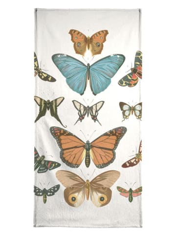Juniqe Handtuch "Butterflies" in Cremeweiß & Grau