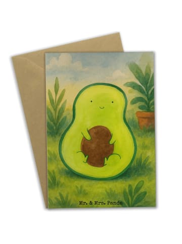 Mr. & Mrs. Panda Klappkarte Avocado Kern Design ohne Spruch in Weiß