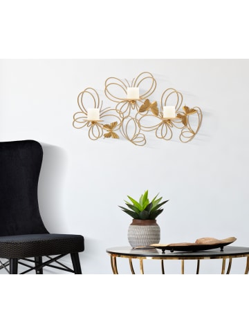 Mauro Ferretti Wandkerzenhalter aus goldenem Metall, 61 x 12 x 34 cm