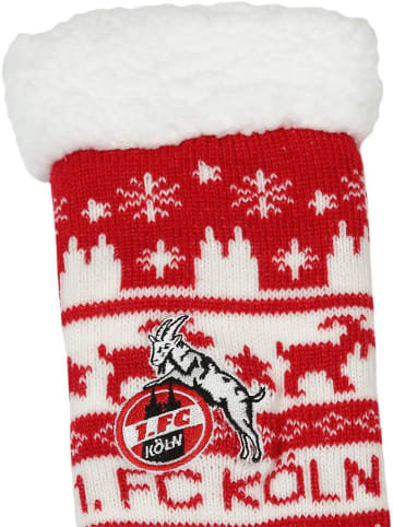 Fußballverein 1. FC Köln Socke "Hüttensocken Rut UN Wiess" in Rot