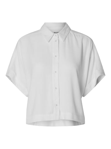 SELECTED FEMME Bluse elegant Knopfleiste Hemdkragen Kurzarm in Weiß