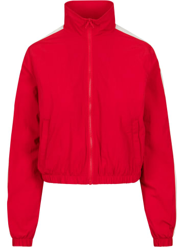 Urban Classics Urban Classics Damen Ladies Short Striped Crinkle Track Jacket in red/wht