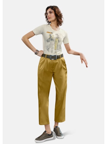 MADELEINE Verkürzte Hose aus softem Lederimitat in gelb