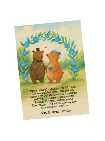 Mr. & Mrs. Panda Postkarte Bären Hochzeit Design mit Spruch in Weiß
