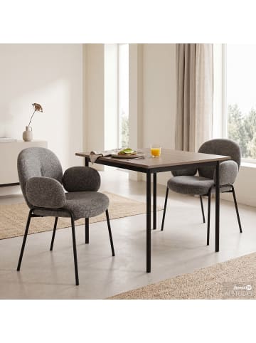 home24 Armlehnenstuhl Telan 2er-Set in Grau
