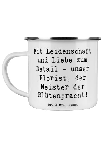 Mr. & Mrs. Panda Emaille Tasse Spruch Florist Kunst mit Spruch in Weiß