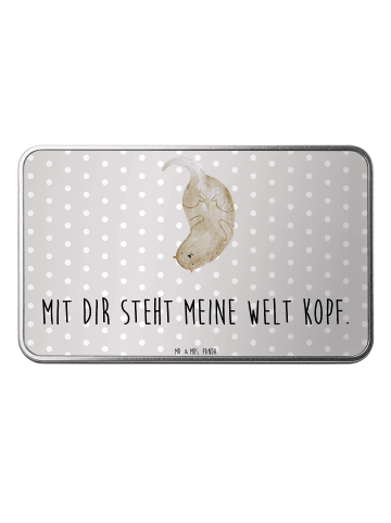Mr. & Mrs. Panda Geschenkbox Otter Kopfüber mit Spruch in Grau Pastell