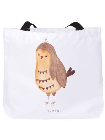 Mr. & Mrs. Panda Reisetasche Eule Zufrieden ohne Spruch in Weiß