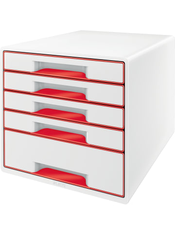 Leitz Schubladenbox Wow Cube 5 Schubladen PS perlweiß/rot