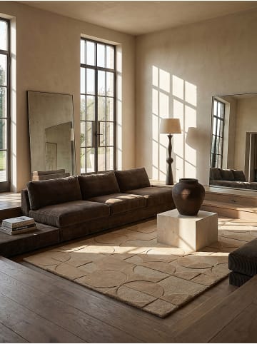 KADIMA DESIGN Teppich Wolle Handgetuftet DEBEN Geometrisch Wohnzimmer Modern in Braun
