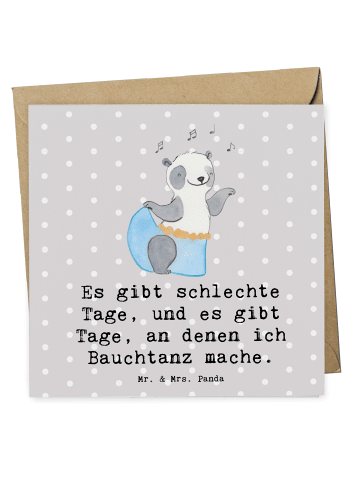 Mr. & Mrs. Panda Klappkarte Panda Bauchtanz mit Spruch in Grau Pastell