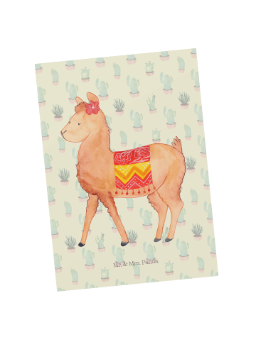 Mr. & Mrs. Panda bildkarte Alpaka Stolz ohne Spruch in Kaktus Grün