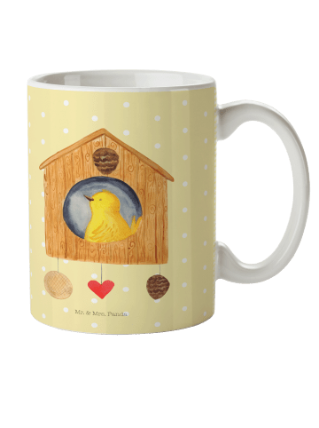 Mr. & Mrs. Panda Kindertasse Vogel Haus ohne Spruch in Gelb Pastell