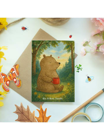 Mr. & Mrs. Panda Klappkarte Bär Kaffee Design ohne Spruch in Weiß
