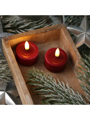Deluxe Homeart 2er Set LED Teelichter MIA flackernd Echtwachs mit Batterien D: 4,1cm in rot