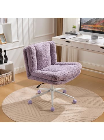 ABRIHOME Bürodrehstuhl in Violett mit Kunstfell und Metallgestell 67 cm Sitzhöhe