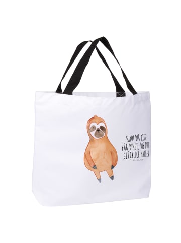 Mr. & Mrs. Panda Schultertasche Faultier Zufrieden mit Spruch in Weiß