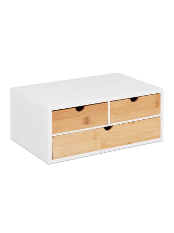 relaxdays Schreibtisch Organizer in Weiß/Natur - (B)33 x (H)14 x (T)21 cm