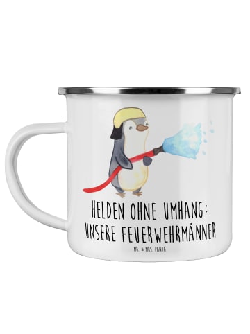 Mr. & Mrs. Panda Kaffeetasse Feuerwehrmann Helden mit Spruch in Weiß