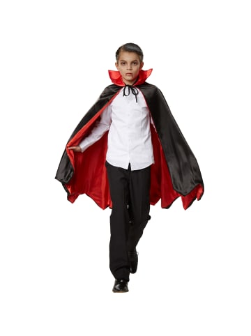 tectake Kinderkostüm Vampirumhang Fledermaus Zweifarbiger Umhang zum Schnüren, schwarz/r