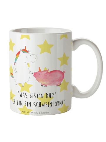 Mr. & Mrs. Panda Teebecher Einhorn Schwein mit Spruch in Weiß