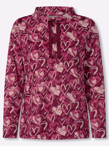 Sieh an! Stehkragen-Shirt in malve-fuchsia-bedruckt