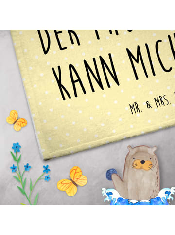 Mr. & Mrs. Panda Handtuch Katze Frühaufsteher mit Spruch in Gelb Pastell