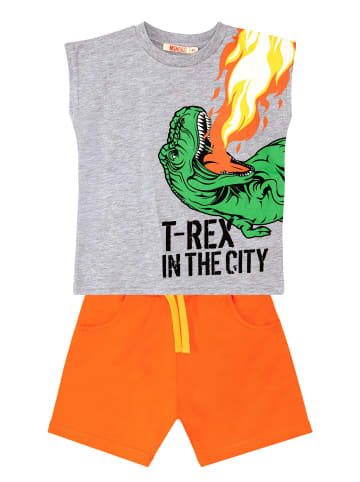 Denokids Set T-Rex Flame in Grey Melange