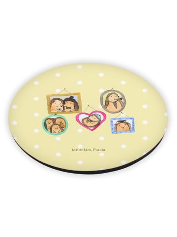 Mr. & Mrs. Panda Rund Magnet Igel Familie ohne Spruch in Gelb Pastell