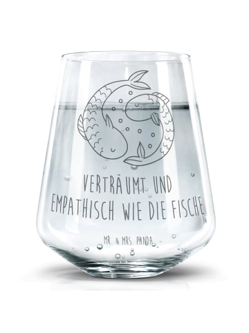 Mr. & Mrs. Panda Trinkglas Sternzeichen Fische mit Spruch in Transparent