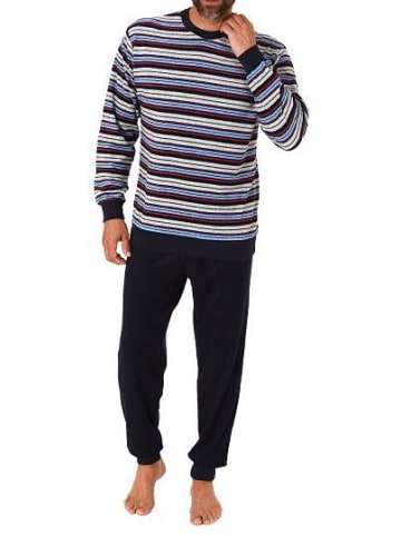 NORMANN langarm Frottee Schlafanzug Bündchen gestreifter - 77523 in rot