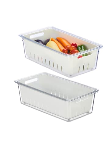 relaxdays 2 x Kühlschrank Organizer in Transparent/ Weiß - (B)32 x (H)10 x (T)17,5 cm