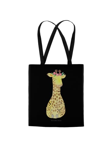 Mr. & Mrs. Panda Einkaufstüte Giraffe Blumenkranz ohne Spruch in Schwarz