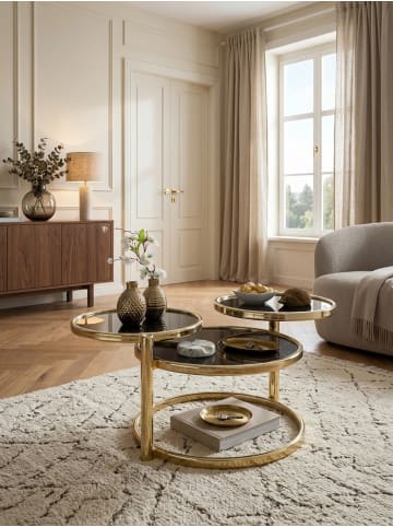 KADIMA DESIGN Couchtisch mit 3 Tischplatten / Gold 58 x 43 x 58 cm,