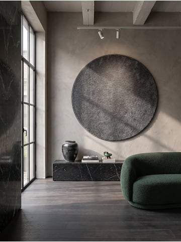 KADIMA DESIGN BORMIDA Rundteppich Anthrazit 120x120 Uni Polypropylen Wohnraum in Anthrazit