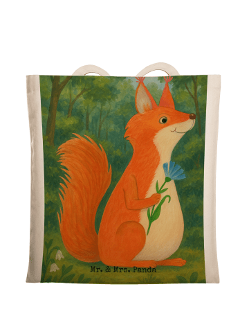 Mr. & Mrs. Panda Shopping Tasche Eichhörnchen Blume Design ohne ... in Weiß