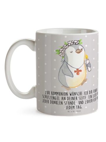 Mr. & Mrs. Panda Tasse Pinguin Kommunion  mit Spruch in Grau Pastell