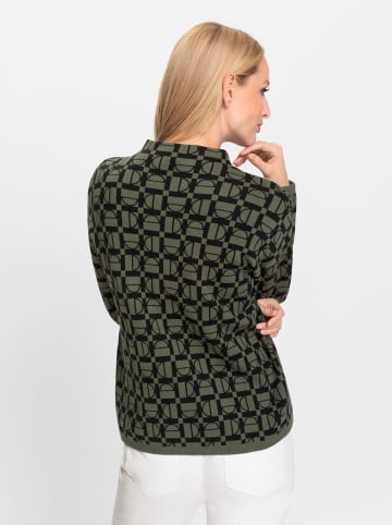Heine Jacquard-Pullover in khaki-schwarz-gemustert