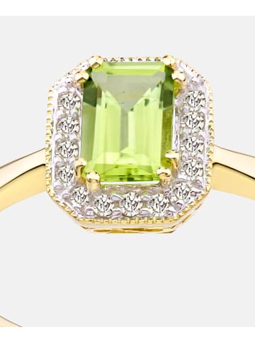 Diamant L'éternel Cluster-Ring aus 375 Gelbgold mit Diamant mit Peridot
